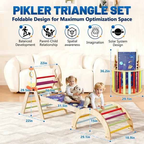 7-in-1 Foldable Wooden Climbing Triangle Set