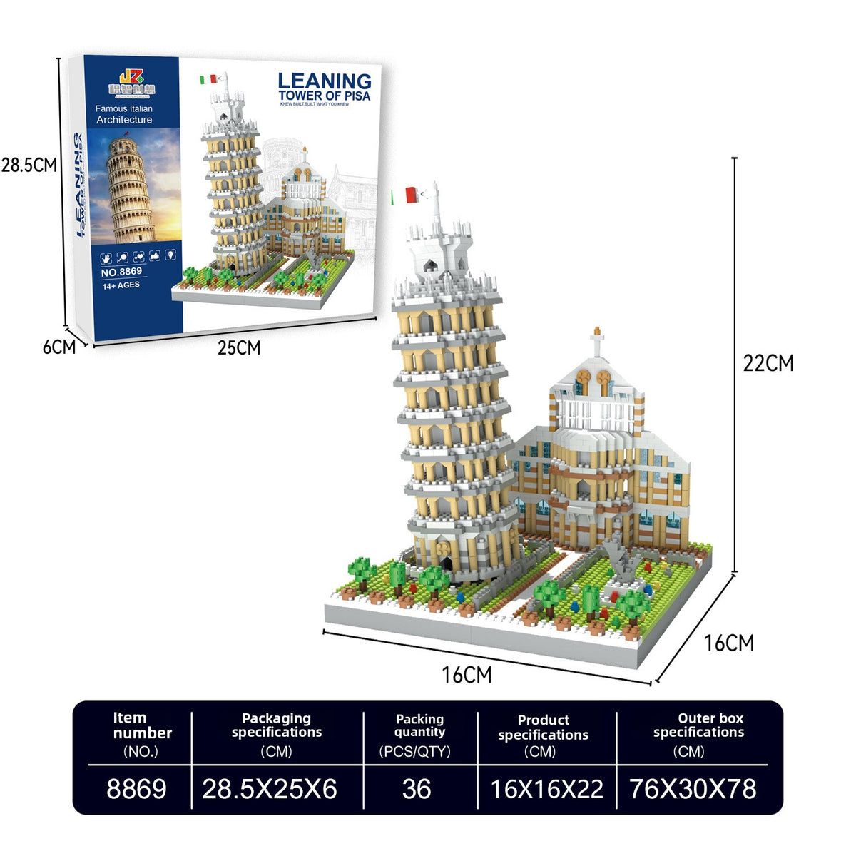 Micro Building Blocks Model Set Bisa inclined tower standard feeder