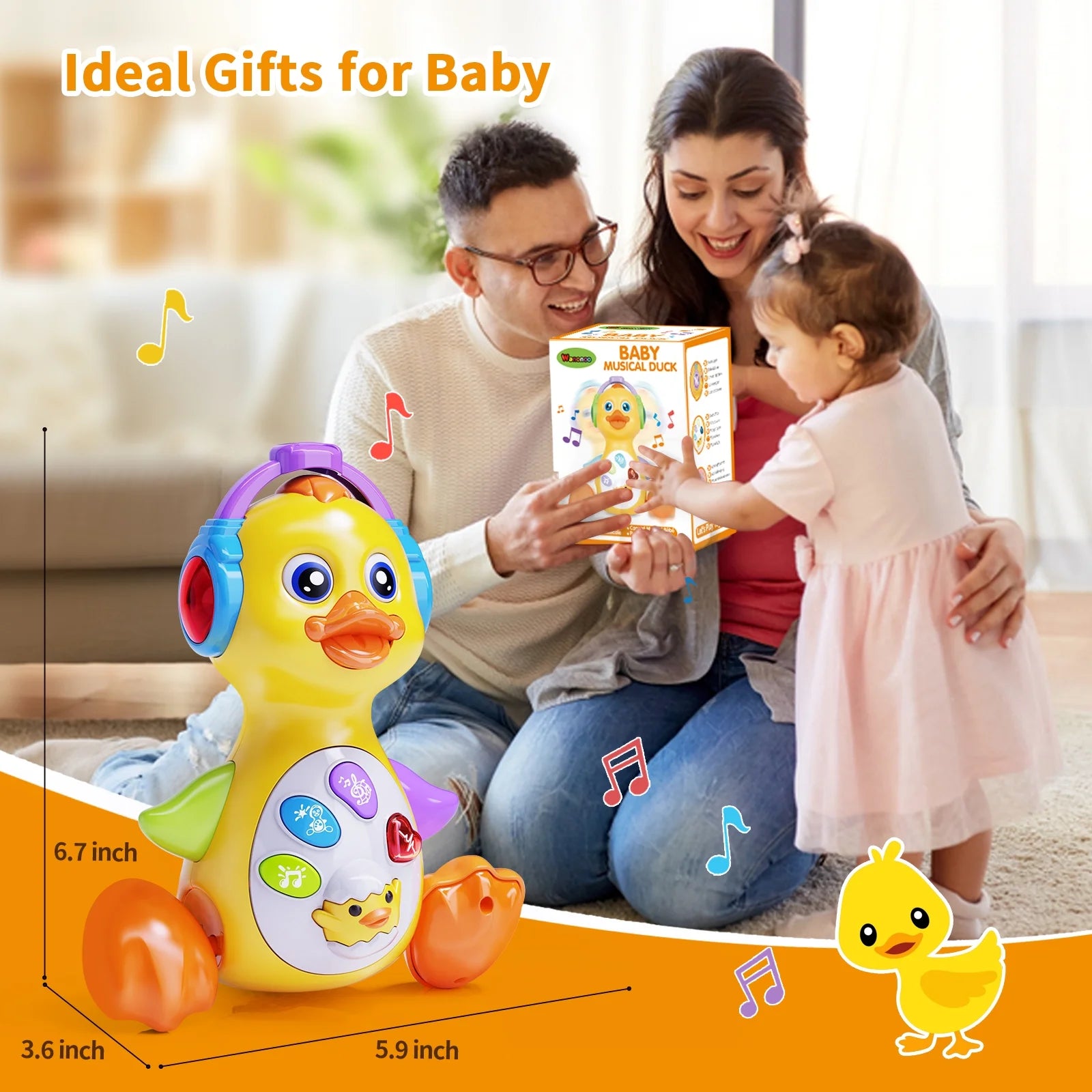 Crawling Duck Baby Toy, Dancing Tummy Time Infant Toys 0-3-6 6-12 12-18 Months with Music & Light, Educational Learning Toys for Toddlers, Birthday Gifts 1 Year Old Boy Girl