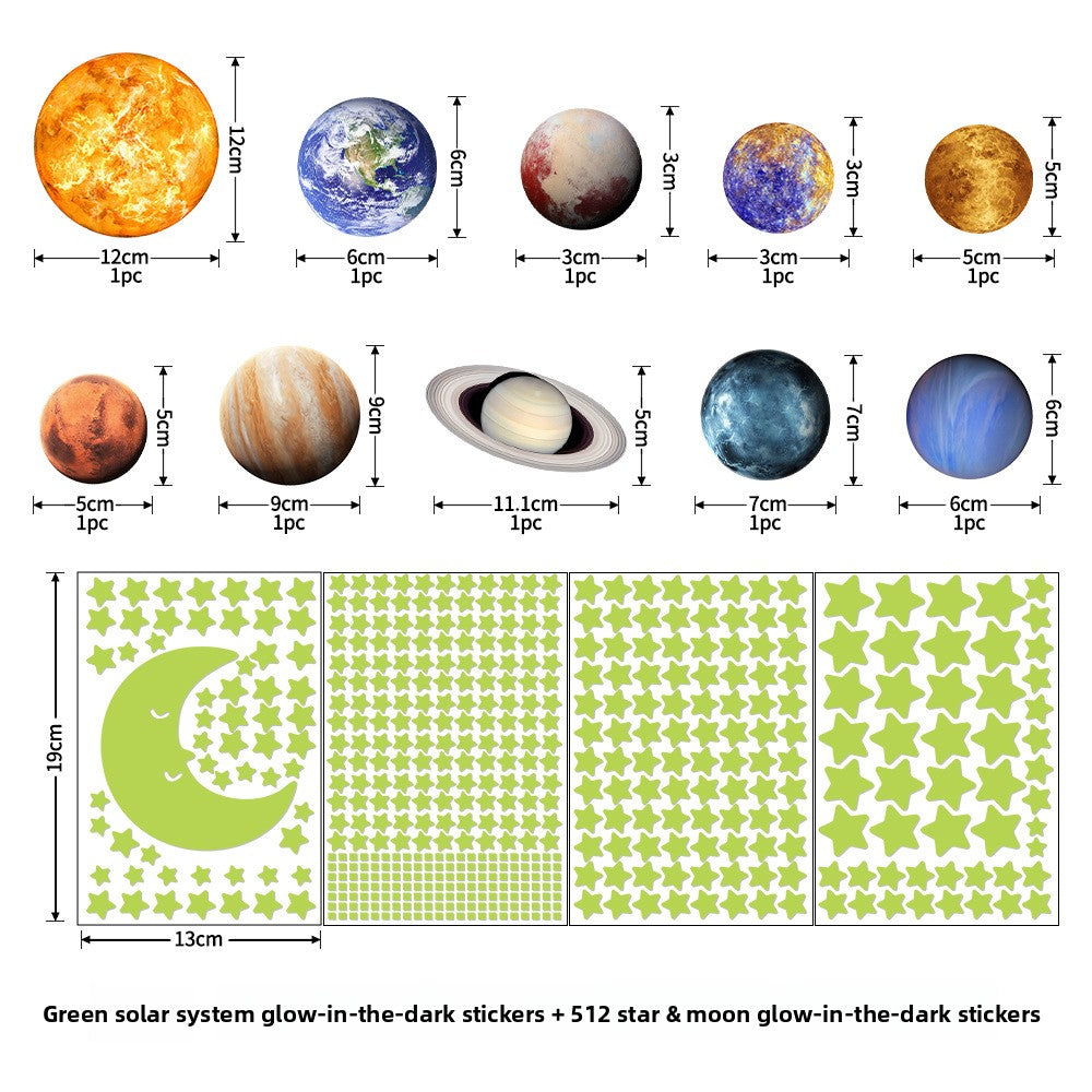 Glow Solar System Wall Stickers – Green or Blue