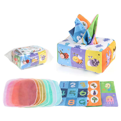 Sensory & Soft: Baby Educational Cloth Book and Tissue Box Toy! 👶🎁