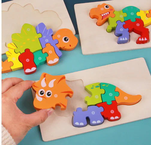 Build & Learn: Wooden Montessori Educational Toys - 3D Puzzle Set! 🧩🦕🌳