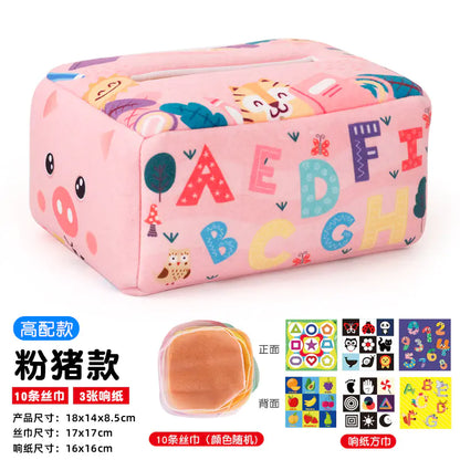 Sensory & Soft: Baby Educational Cloth Book and Tissue Box Toy! 👶🎁