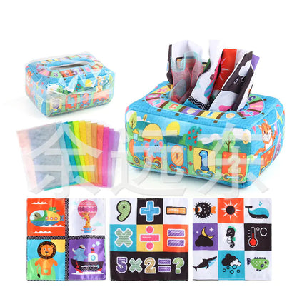 Sensory & Soft: Baby Educational Cloth Book and Tissue Box Toy! 👶🎁