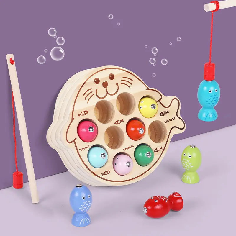 Cast & Catch: Wooden Magnetic Fishing Toy for Early Education! 🎣🌳