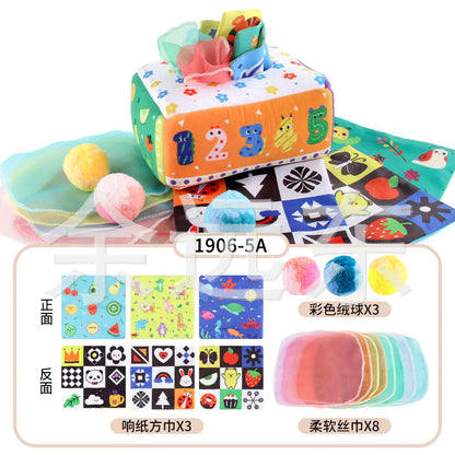 Sensory & Soft: Baby Educational Cloth Book and Tissue Box Toy! 👶🎁