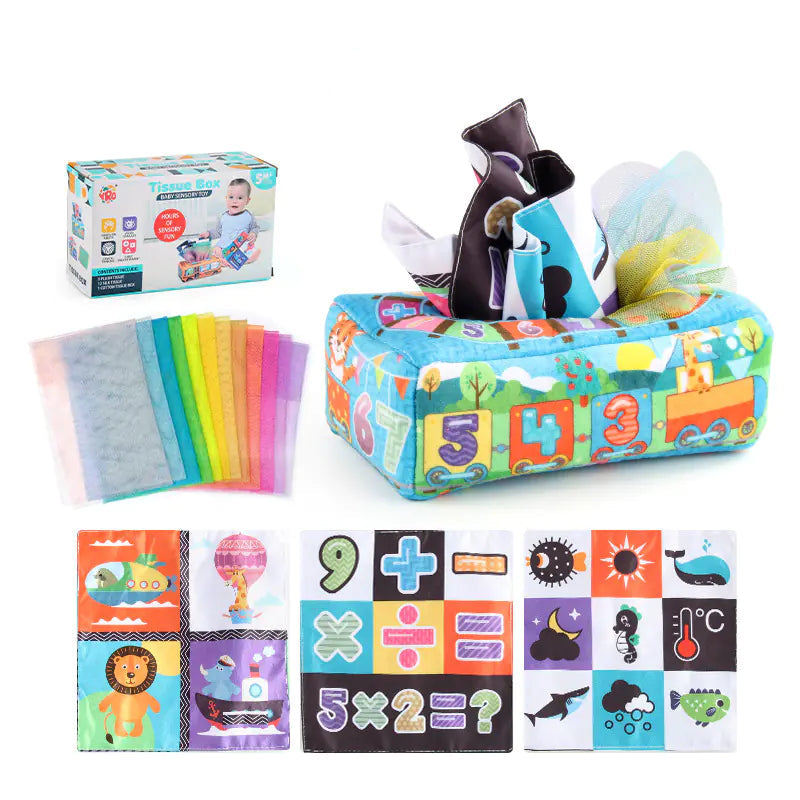 Sensory & Soft: Baby Educational Cloth Book and Tissue Box Toy! 👶🎁