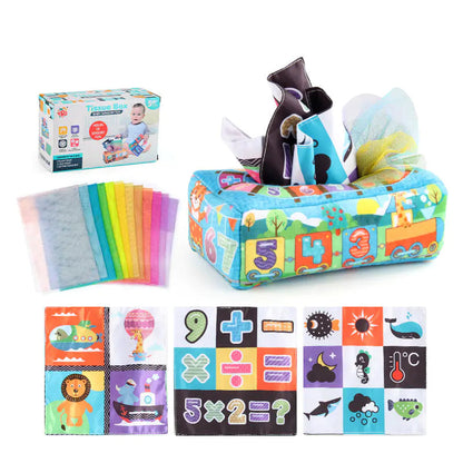 Sensory & Soft: Baby Educational Cloth Book and Tissue Box Toy! 👶🎁