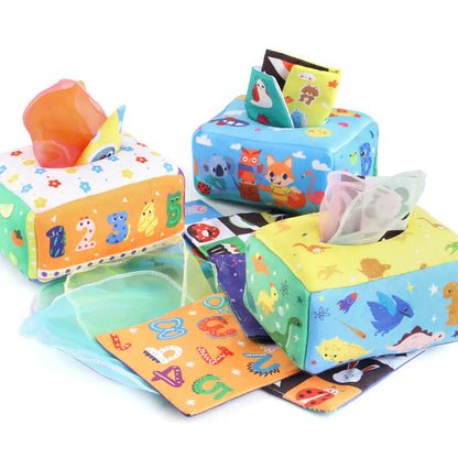 Sensory & Soft: Baby Educational Cloth Book and Tissue Box Toy! 👶🎁