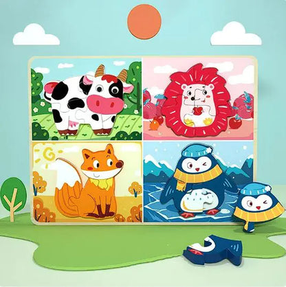 Build Their World: Montessori 3D Animal Puzzle Educational Toy! 🦒🧩🌳