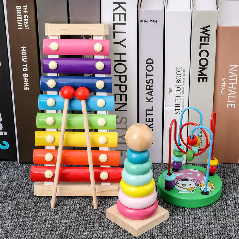 Melody & Time: Wooden Xylophone Clock Toy Set for Early Education! 🎶⏰