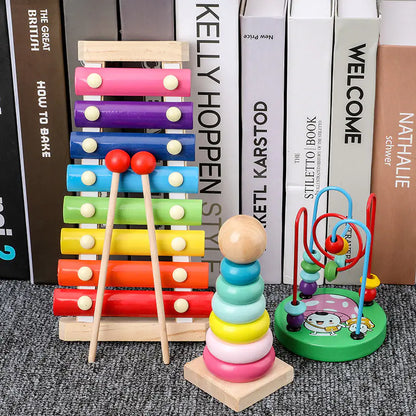 Melody & Time: Wooden Xylophone Clock Toy Set for Early Education! 🎶⏰
