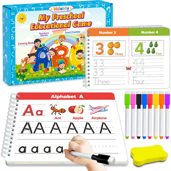 52-Page Reusable Preschool Learning Workbook for Kids Ages 3-5 – Writing and Math Activity Book