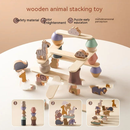 Stack & Soar: Montessori Wooden Animal Stacking Balance Toy! 🦒🐘