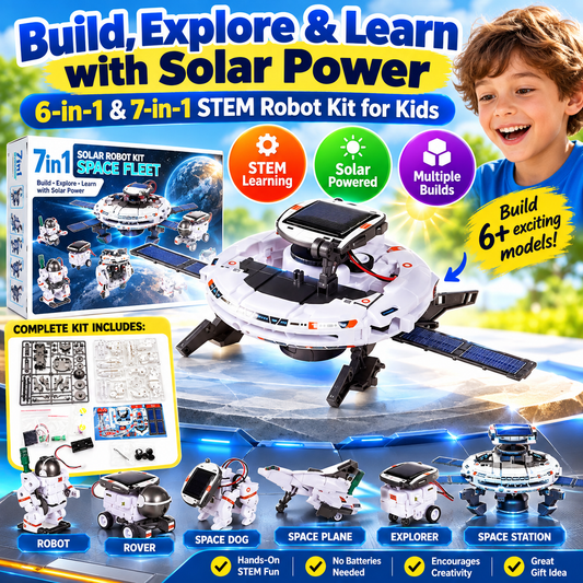 Build, Explore & Learn with Solar Power – 6-in-1 & 7-in-1 STEM Robot Kit for Kids