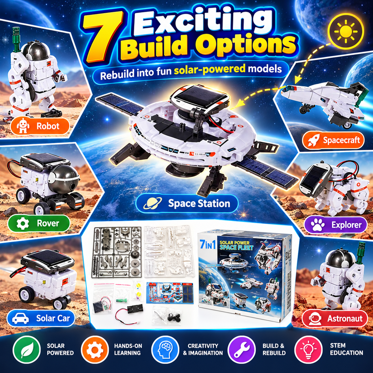 Solar-powered STEM robot building kit for kids – product gallery image 2