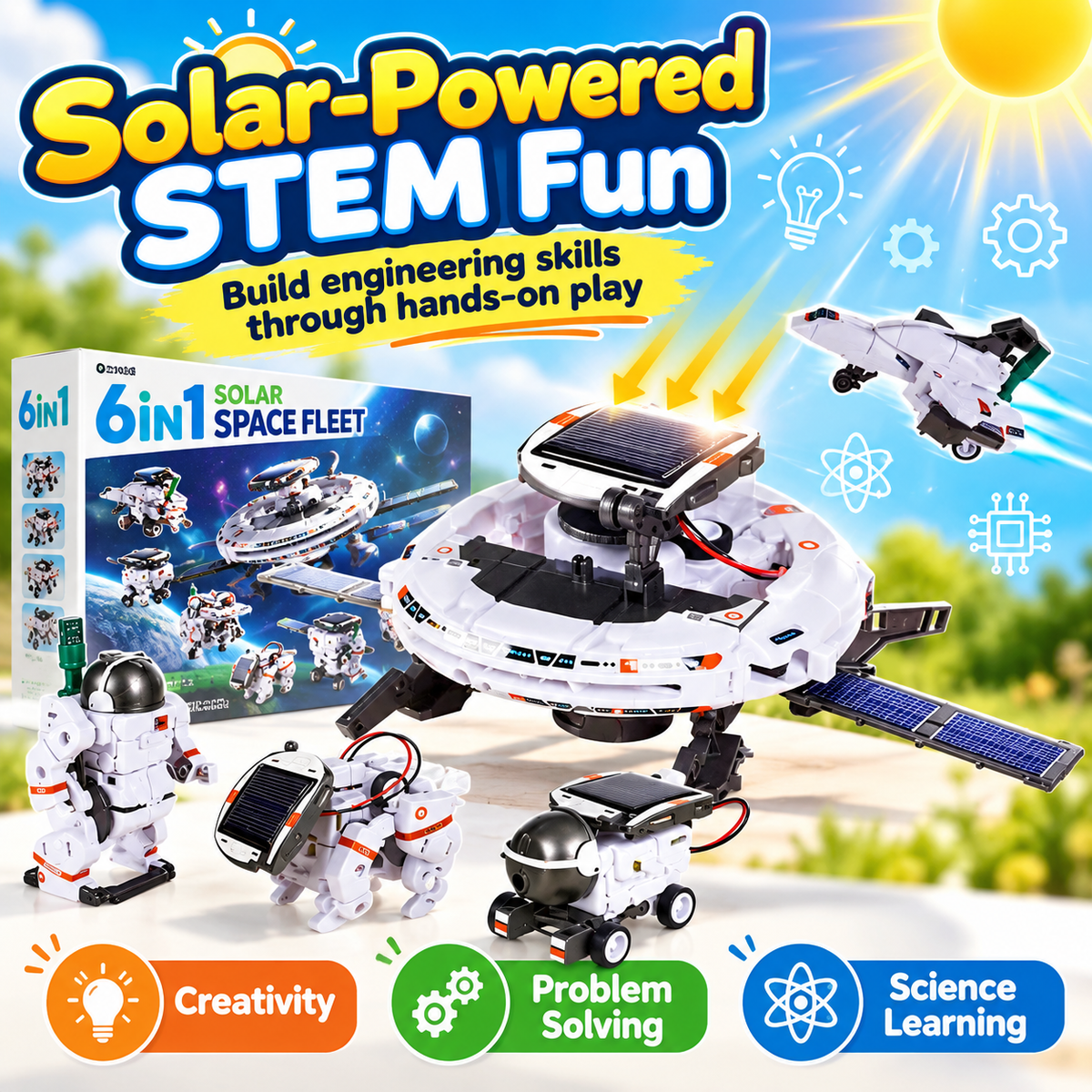 Solar-powered STEM robot building kit for kids – product gallery image 3