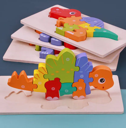 Build & Learn: Wooden Montessori Educational Toys - 3D Puzzle Set! 🧩🦕🌳
