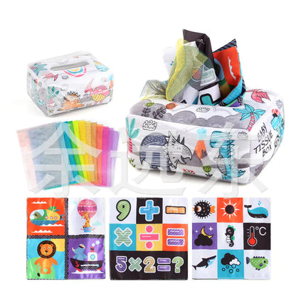 Sensory & Soft: Baby Educational Cloth Book and Tissue Box Toy! 👶🎁