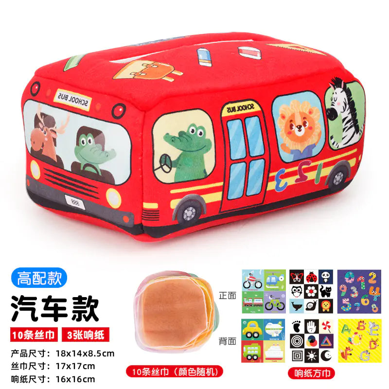 Sensory & Soft: Baby Educational Cloth Book and Tissue Box Toy! 👶🎁
