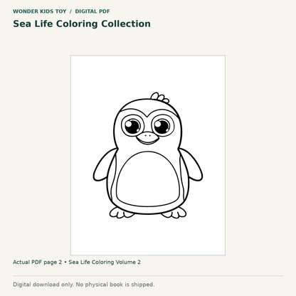 Sea Life Coloring Collection: actual page 2 from Sea Life Coloring Volume 2. Digital only; no physical book.