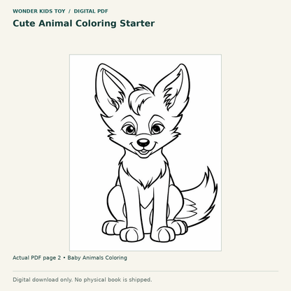 Cute Animal Coloring Starter: actual page 2 from Baby Animals Coloring. Digital only; no physical book.
