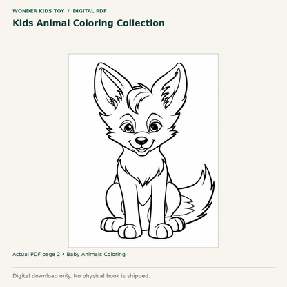 Kids Animal Coloring Collection: actual page 2 from Baby Animals Coloring. Digital only; no physical book.