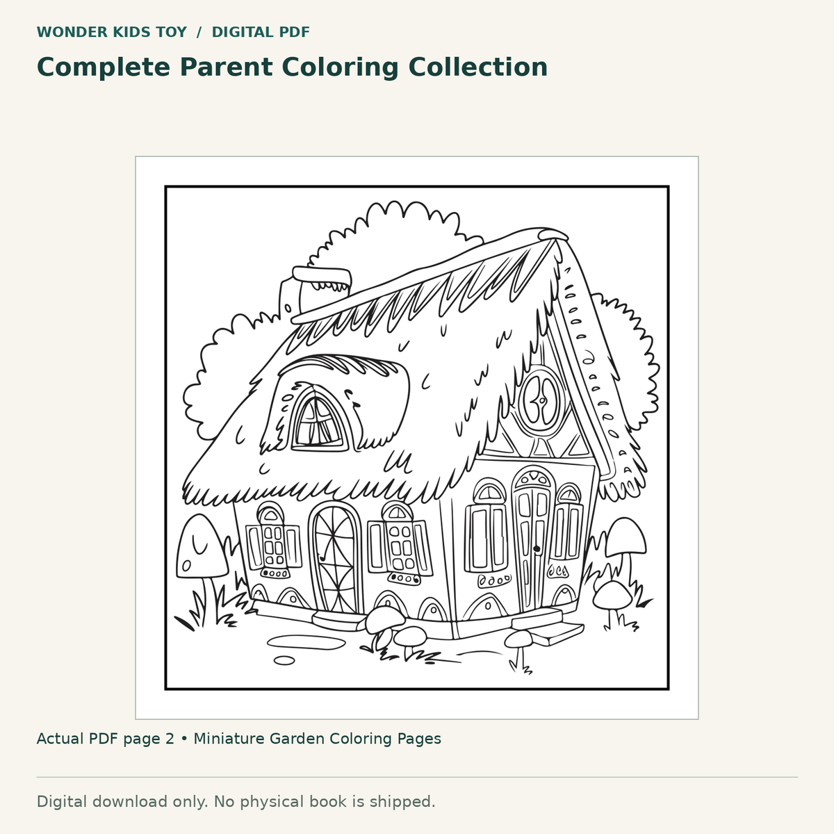 Complete Parent Coloring Collection: actual page 2 from Miniature Garden Coloring Pages. Digital only; no physical book.
