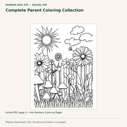 Complete Parent Coloring Collection: actual page 3 from Into Gardens Coloring Pages. Digital only; no physical book.
