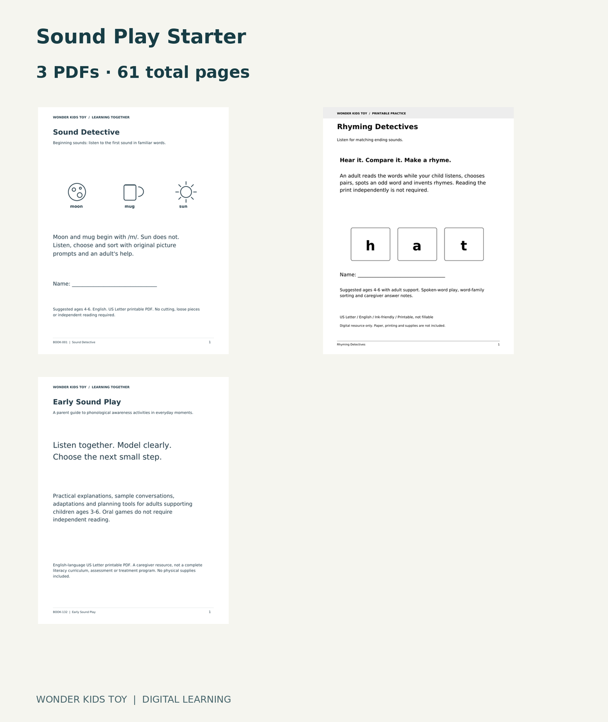 Sound Play Starter: actual included PDF covers