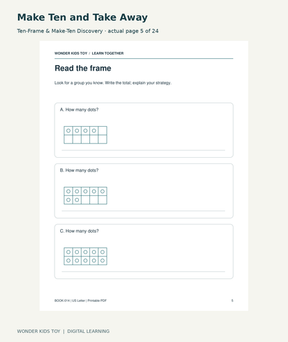 Make Ten and Take Away: Ten-Frame & Make-Ten Discovery actual included page 5
