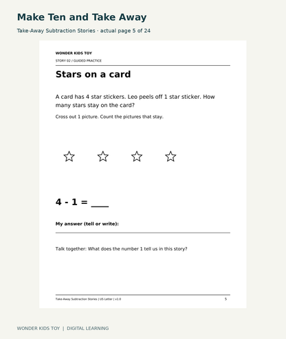 Make Ten and Take Away: Take-Away Subtraction Stories actual included page 5