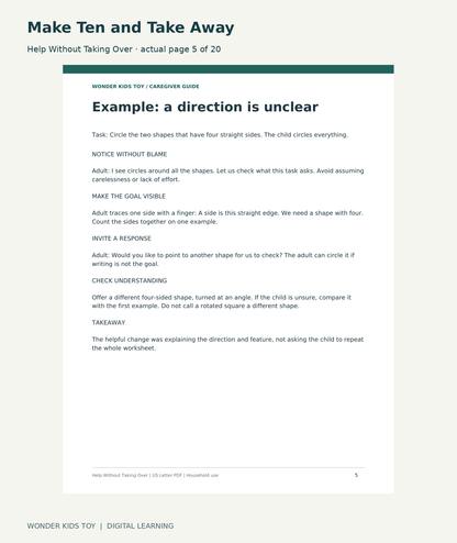 Make Ten and Take Away: Help Without Taking Over actual included page 5