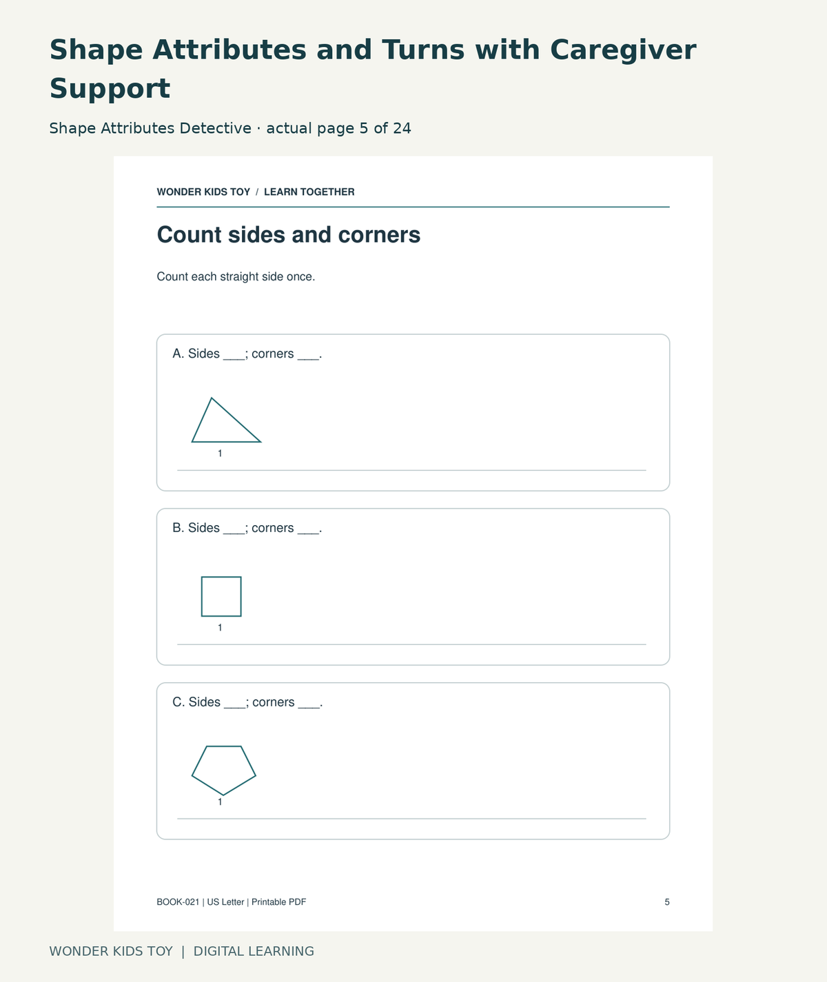 Shape Attributes and Turns with Caregiver Support: Shape Attributes Detective actual included page 5