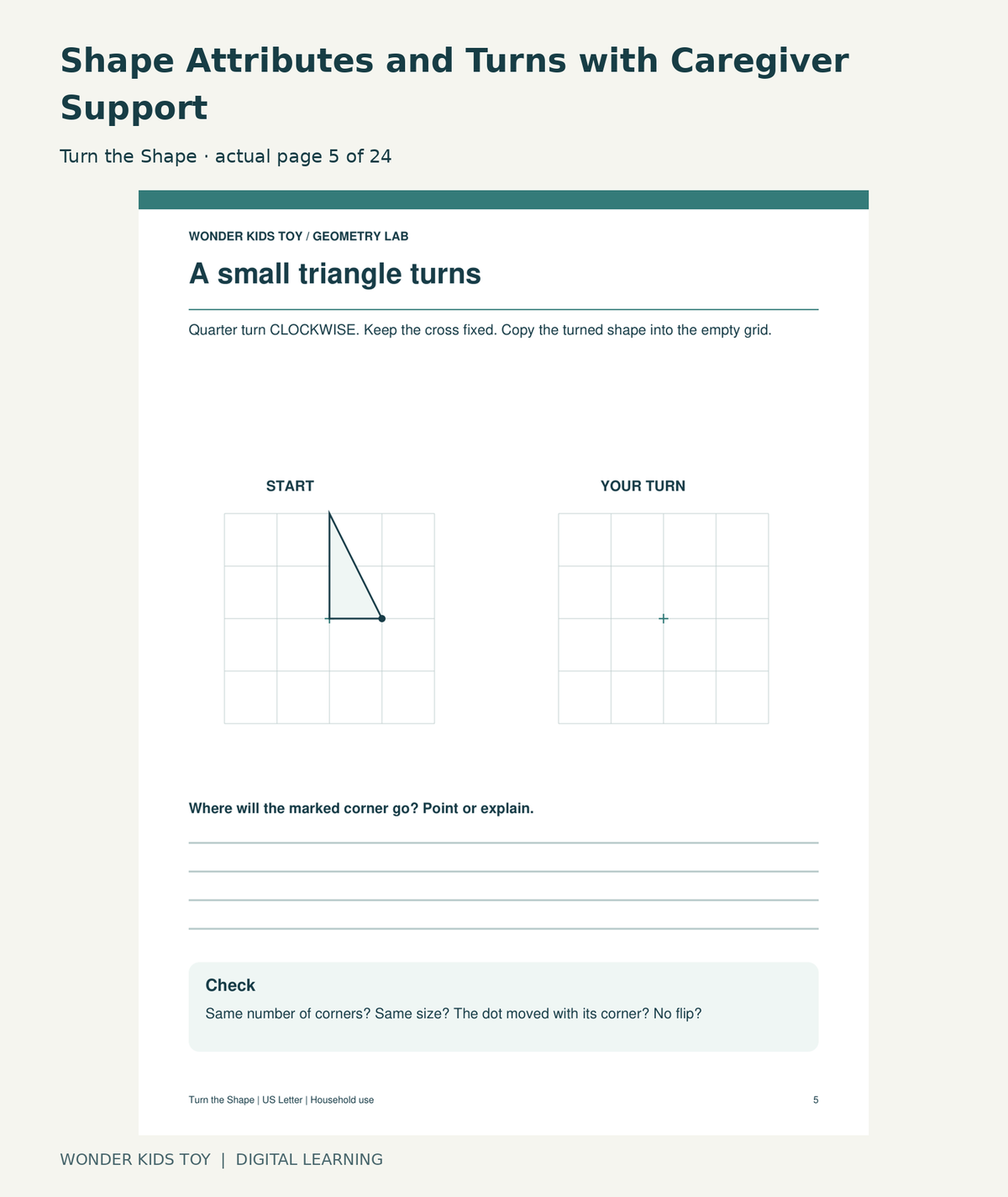Shape Attributes and Turns with Caregiver Support: Turn the Shape actual included page 5