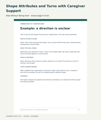 Shape Attributes and Turns with Caregiver Support: Help Without Taking Over actual included page 5