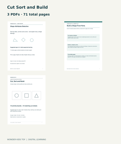 Cut Sort and Build: actual included PDF covers