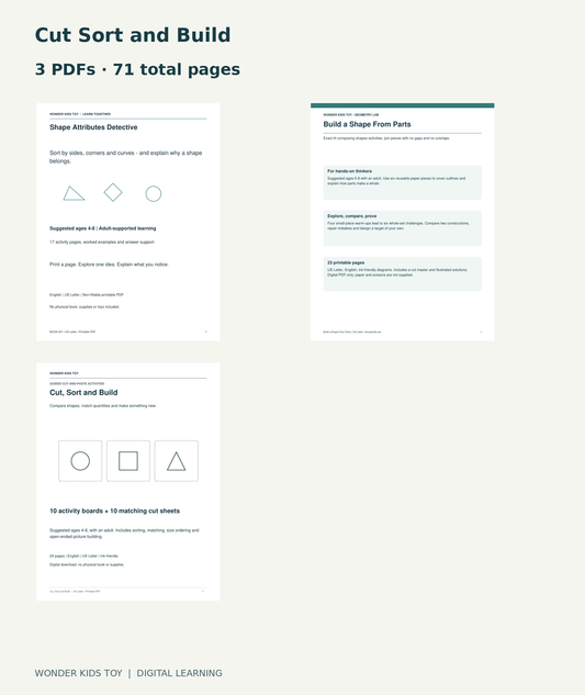 Cut Sort and Build: actual included PDF covers