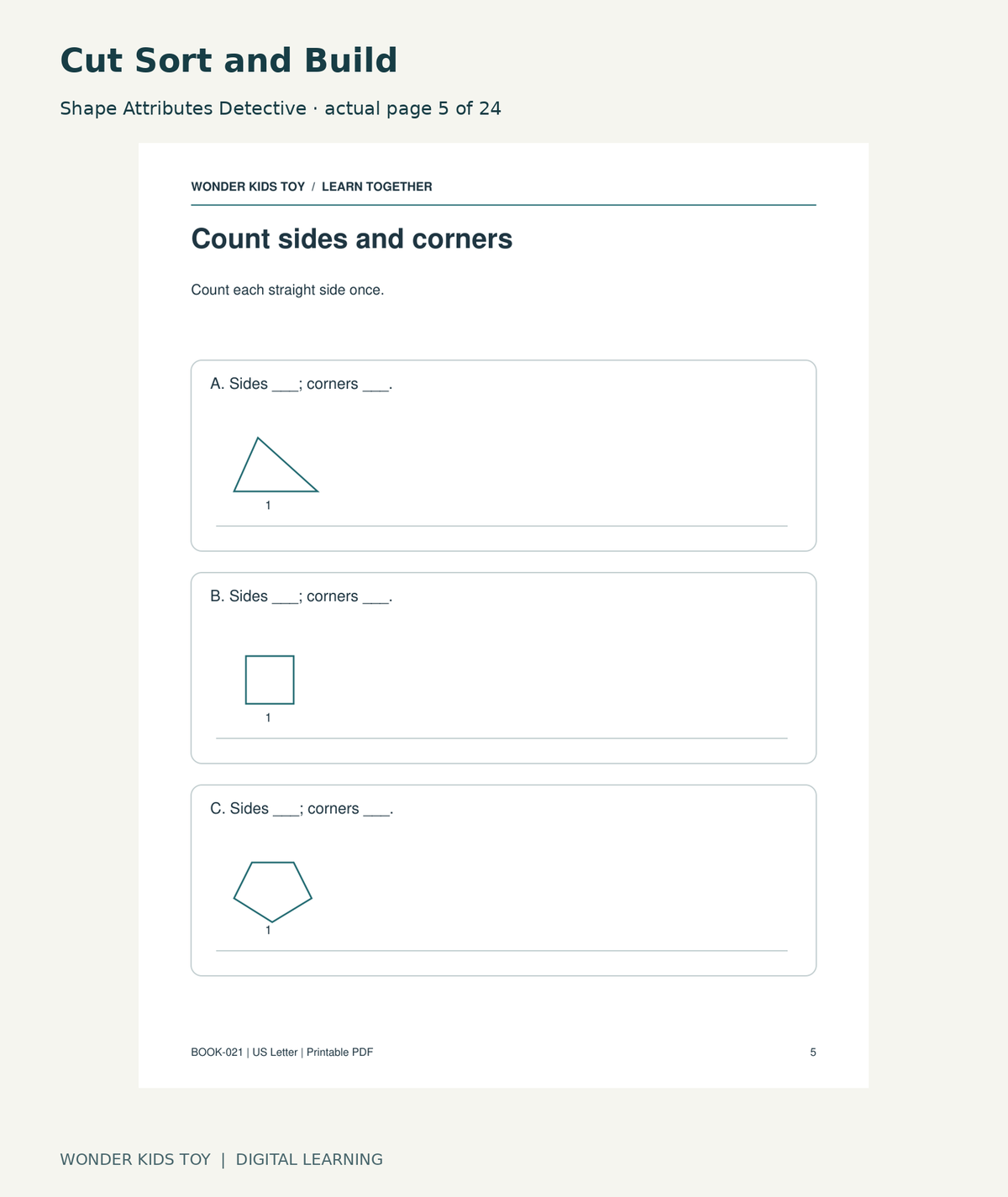 Cut Sort and Build: Shape Attributes Detective actual included page 5