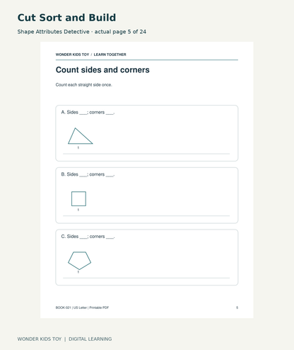 Cut Sort and Build: Shape Attributes Detective actual included page 5