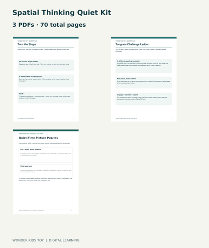 Spatial Thinking Quiet Kit: actual included PDF covers