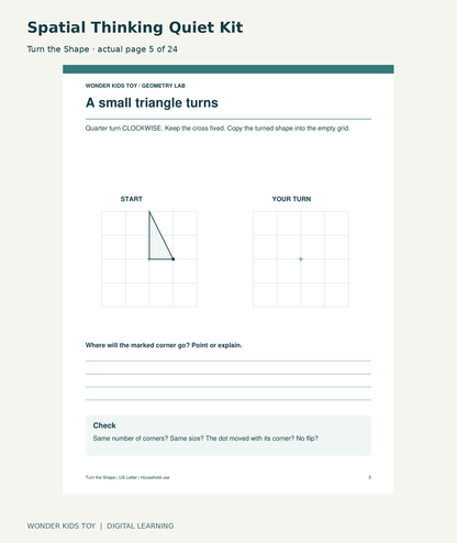 Spatial Thinking Quiet Kit: Turn the Shape actual included page 5