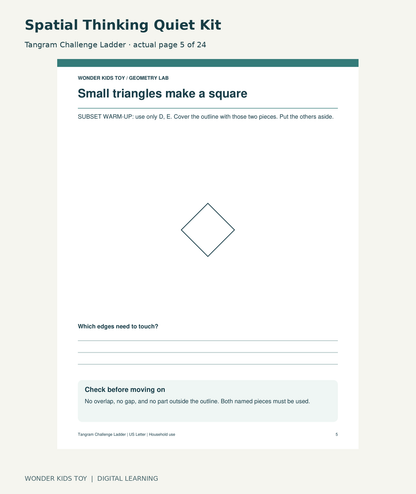 Spatial Thinking Quiet Kit: Tangram Challenge Ladder actual included page 5