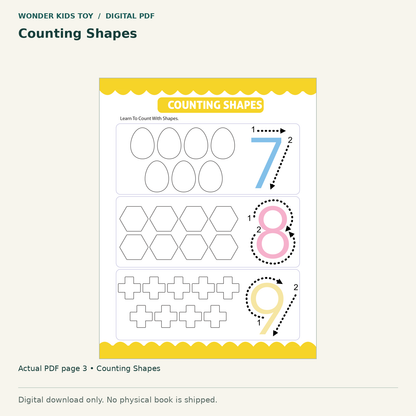 Counting Shapes: actual page 3 from Counting Shapes. Digital only; no physical book.