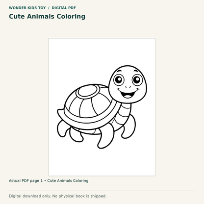 Cute Animals Coloring: actual page 1 from Cute Animals Coloring. Digital only; no physical book.