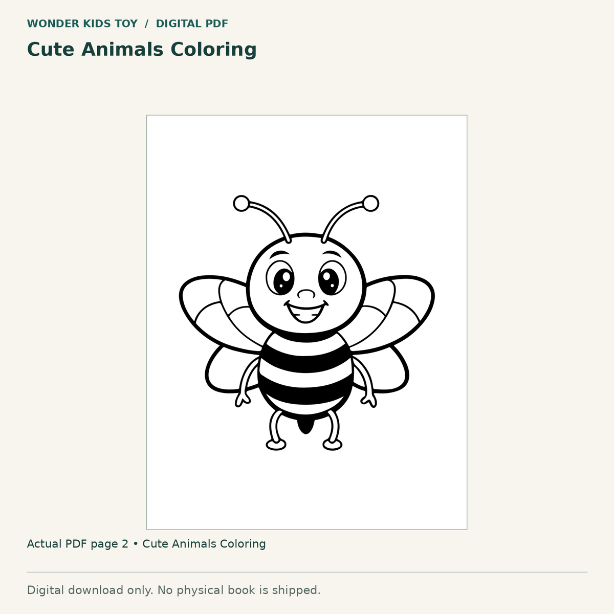 Cute Animals Coloring: actual page 2 from Cute Animals Coloring. Digital only; no physical book.