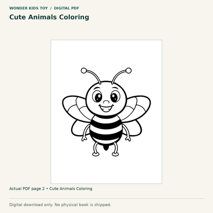 Cute Animals Coloring: actual page 2 from Cute Animals Coloring. Digital only; no physical book.