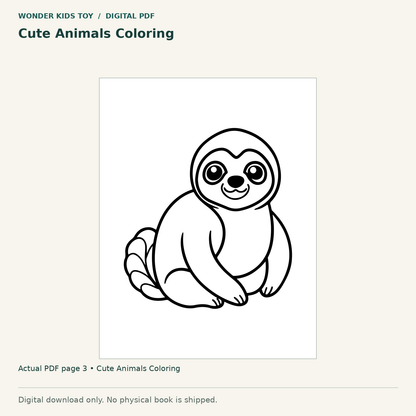 Cute Animals Coloring: actual page 3 from Cute Animals Coloring. Digital only; no physical book.