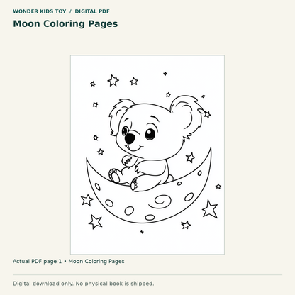 Moon Coloring Pages: actual page 1 from Moon Coloring Pages. Digital only; no physical book.