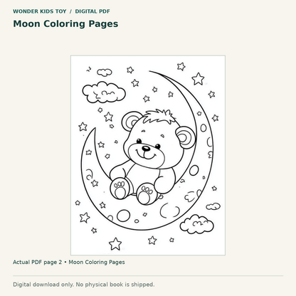 Moon Coloring Pages: actual page 2 from Moon Coloring Pages. Digital only; no physical book.